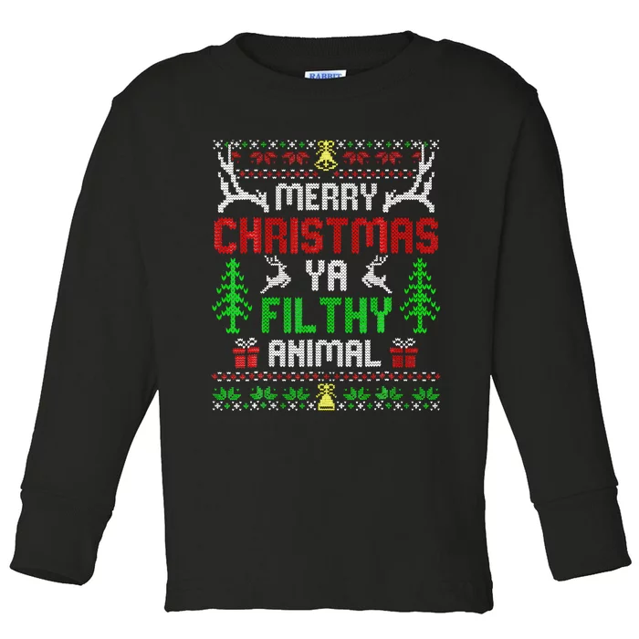 Merry Christmas Animal Filthy Ya Toddler Long Sleeve Shirt