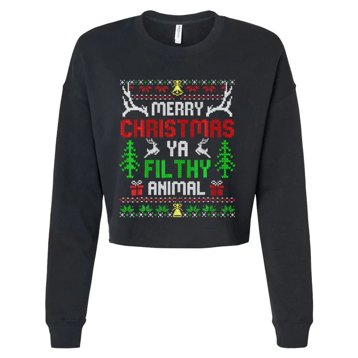 Merry Christmas Animal Filthy Ya Cropped Pullover Crew