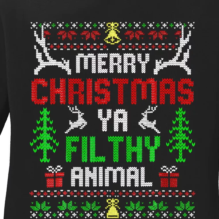 Merry Christmas Animal Filthy Ya Ladies Long Sleeve Shirt