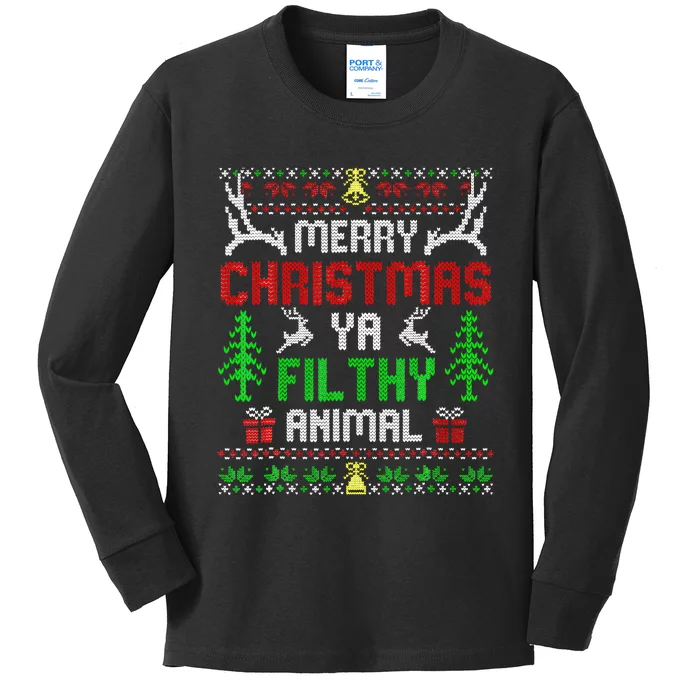 Merry Christmas Animal Filthy Ya Kids Long Sleeve Shirt