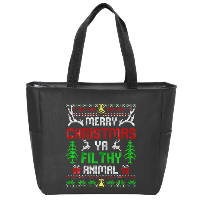 Merry Christmas Animal Filthy Ya Zip Tote Bag