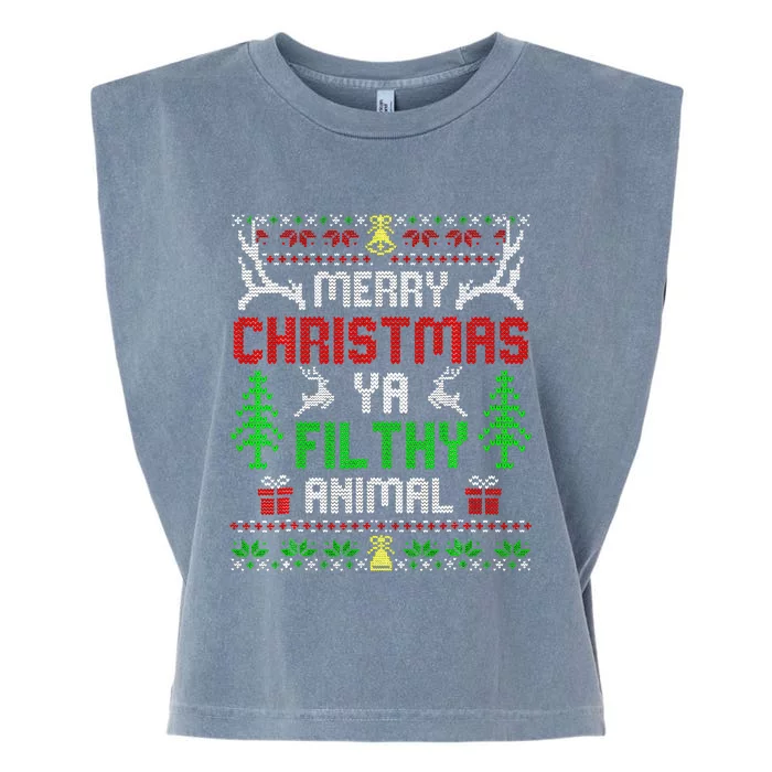 Merry Christmas Animal Filthy Ya Garment-Dyed Women's Muscle Tee