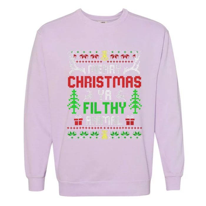 Merry Christmas Animal Filthy Ya Garment-Dyed Sweatshirt