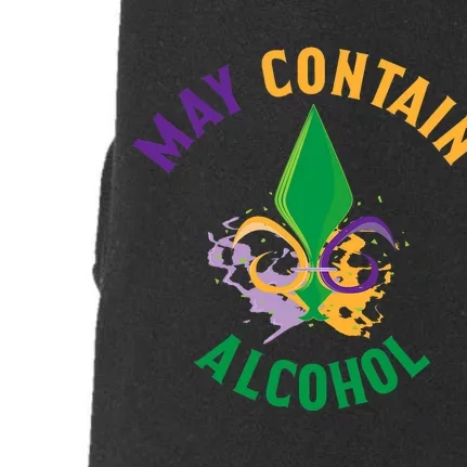 May Contain Alcohol Funny Mardi Gras Doggie 3-End Fleece Hoodie