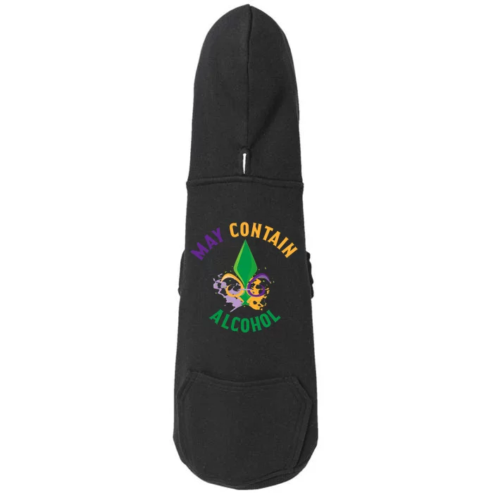 May Contain Alcohol Funny Mardi Gras Doggie 3-End Fleece Hoodie