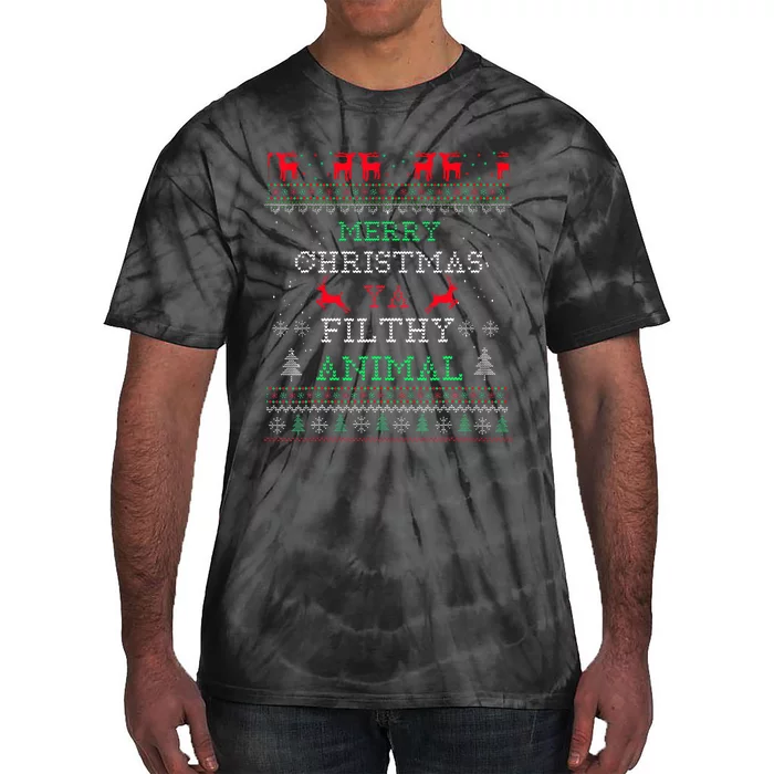 Merry Christmas Animal Filthy Ya Xmas Pajama Family Matching Tie-Dye T-Shirt