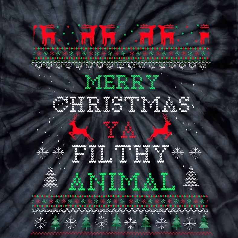 Merry Christmas Animal Filthy Ya Xmas Pajama Family Matching Tie-Dye T-Shirt