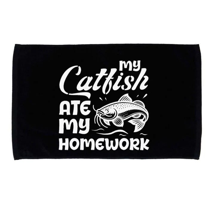 My Catfish Ate My Homework Funny Catfishing Fisherman Microfiber Hand Towel