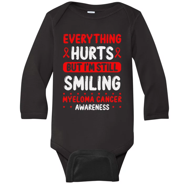 Myeloma Cancer Awareness Burgundy Ribbon Survivor Warrior Baby Long Sleeve Bodysuit