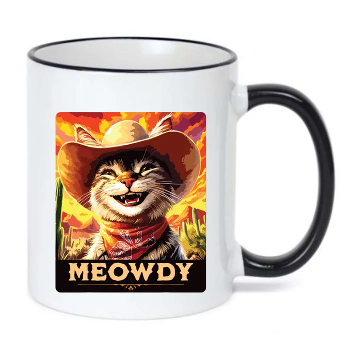 Meowdy Cowboy A Furry Friend In The Wild West Cat Black Color Changing Mug