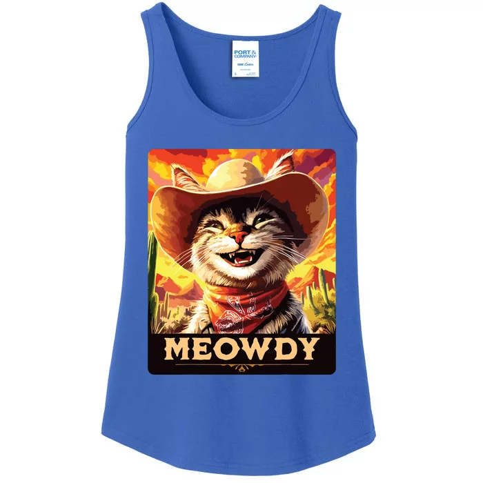 Meowdy Cowboy A Furry Friend In The Wild West Cat Ladies Essential Tank