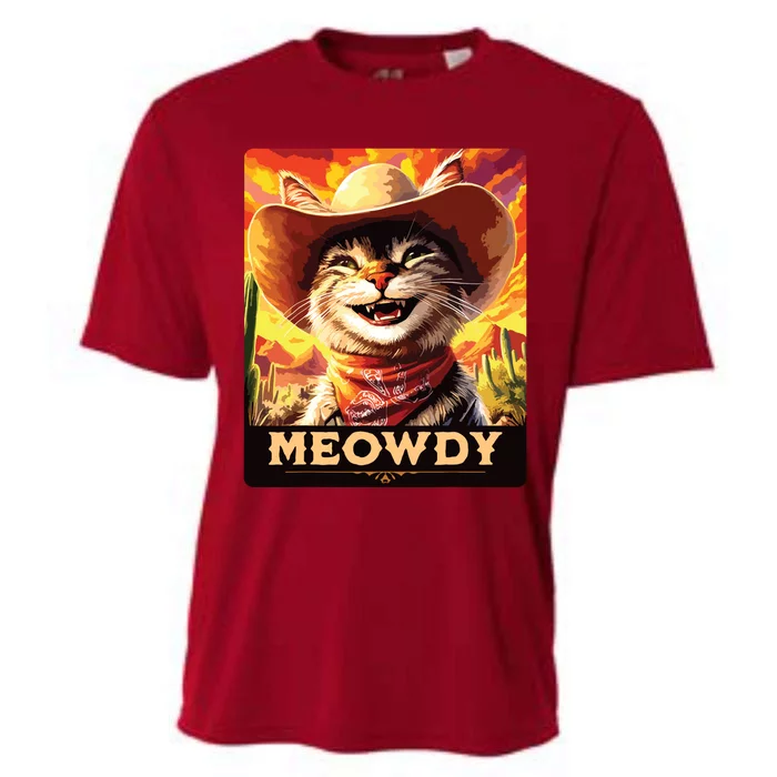 Meowdy Cowboy A Furry Friend In The Wild West Cat Cooling Performance Crew T-Shirt