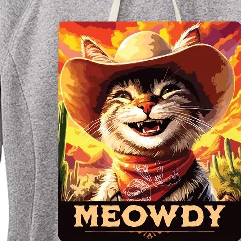 Meowdy Cowboy A Furry Friend In The Wild West Cat Women's Fleece Hoodie