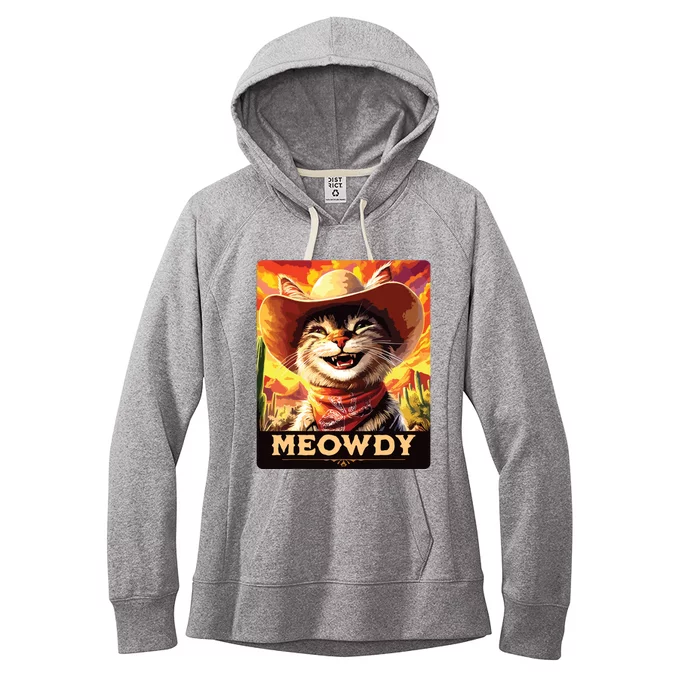 Meowdy Cowboy A Furry Friend In The Wild West Cat Women's Fleece Hoodie