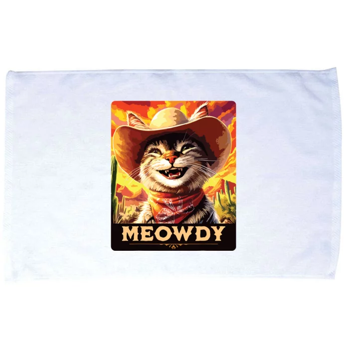 Meowdy Cowboy A Furry Friend In The Wild West Cat Microfiber Hand Towel