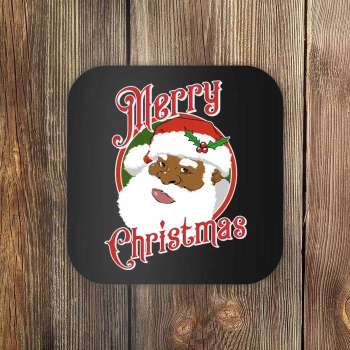 Merry Christmas African American Santa Claus Long Sleeve Coaster