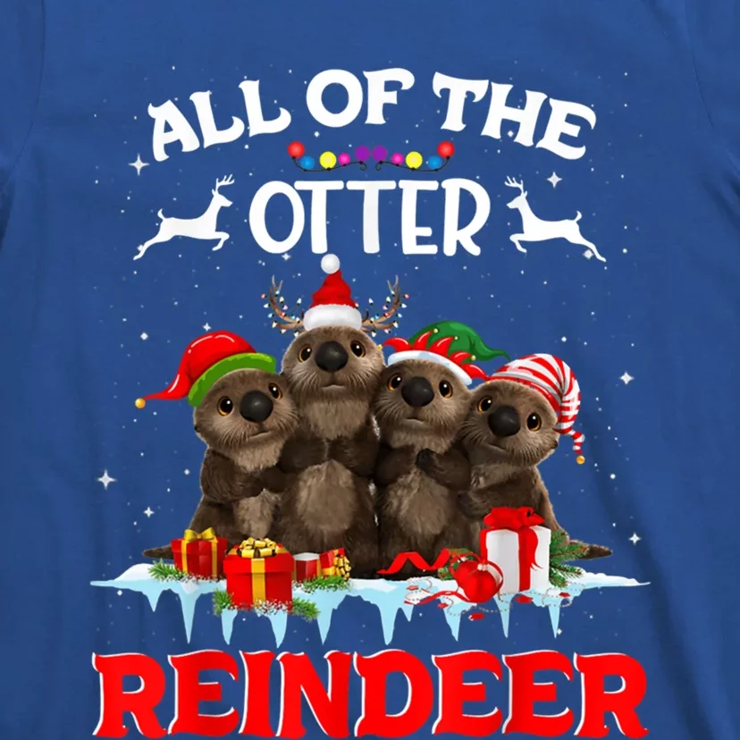 Merry Christmas All Of Otter Reindeer Funny Xmas Santa Hat Meaningful Gift T-Shirt