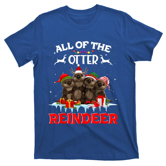 Merry Christmas All Of Otter Reindeer Funny Xmas Santa Hat Meaningful Gift T-Shirt