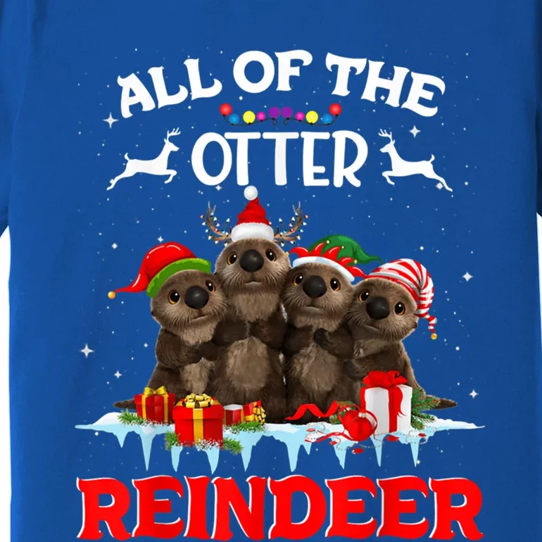 Merry Christmas All Of Otter Reindeer Funny Xmas Santa Hat Meaningful Gift Premium T-Shirt