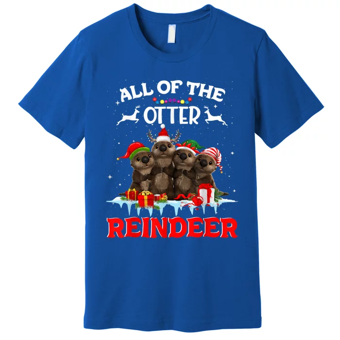 Merry Christmas All Of Otter Reindeer Funny Xmas Santa Hat Meaningful Gift Premium T-Shirt