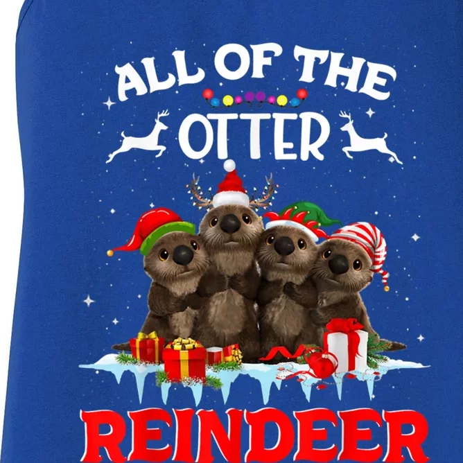 Merry Christmas All Of Otter Reindeer Funny Xmas Santa Hat Meaningful Gift Women's Racerback Tank