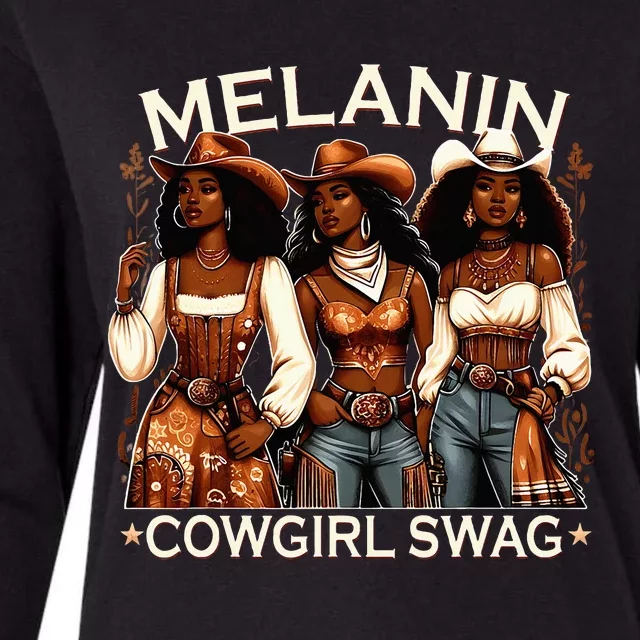 Melanin Cow African Melanin Cowgirl Swag Black History Womens Cotton Relaxed Long Sleeve T-Shirt