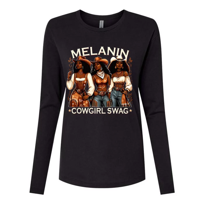 Melanin Cow African Melanin Cowgirl Swag Black History Womens Cotton Relaxed Long Sleeve T-Shirt