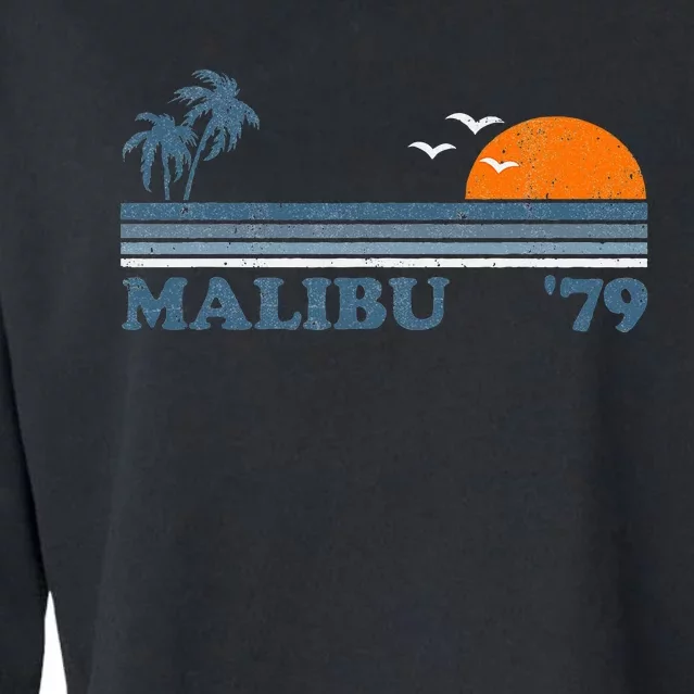 Malibu California Beach Retro Sun Surfing 70S Gift Cropped Pullover Crew