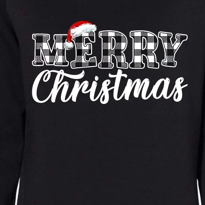 Merry Christmas Buffalo Black And White Plaid For Womens California Wash Sweatshirt