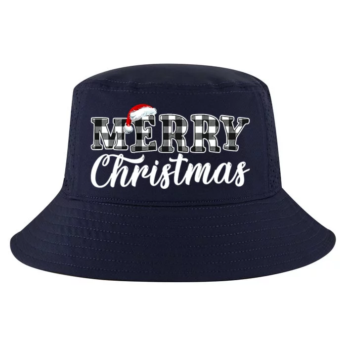 Merry Christmas Buffalo Black And White Plaid For Cool Comfort Performance Bucket Hat