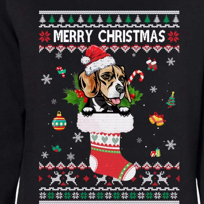 Merry Christmas Beagle In Sock Dog Funny Ugly Xmas Cool Gift Womens California Wash Sweatshirt