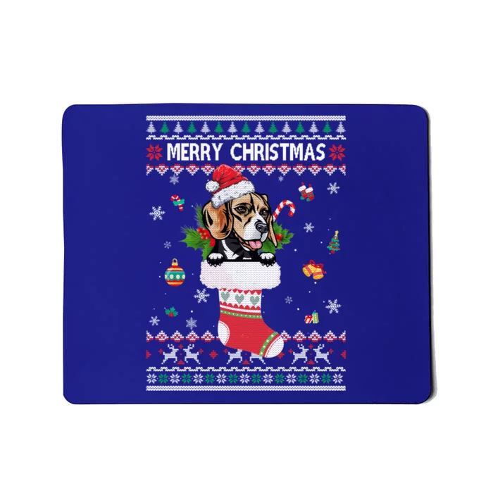 Merry Christmas Beagle In Sock Dog Funny Ugly Xmas Cool Gift Mousepad