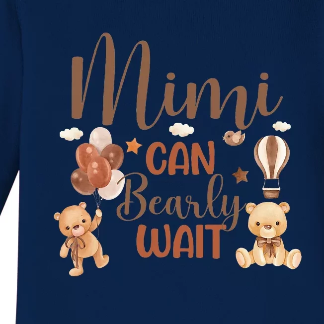 Mimi Can Bearly Wait Bear Gender Neutral Baby Shower Baby Long Sleeve Bodysuit