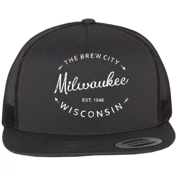 Milwaukee City Brew City 1848 Wisconsin Souvenir Flat Bill Trucker Hat