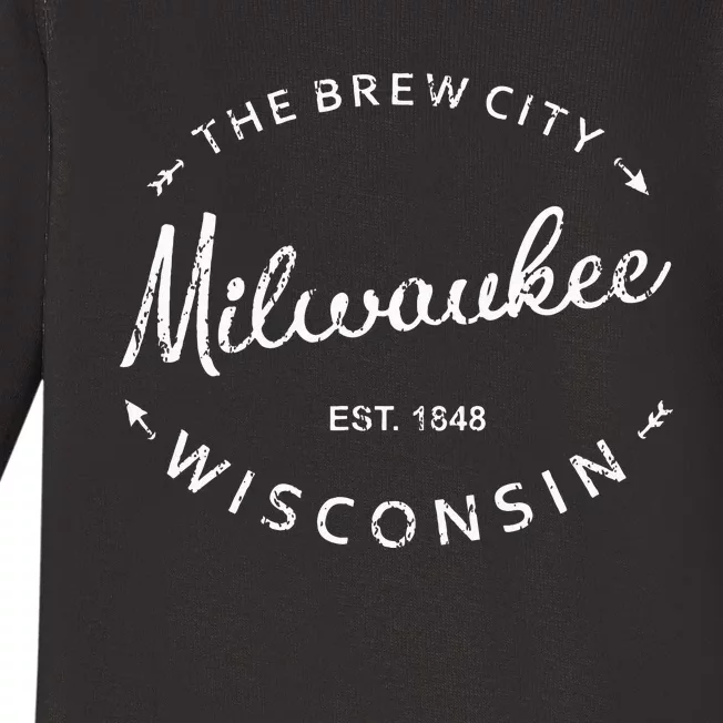 Milwaukee City Brew City 1848 Wisconsin Souvenir Baby Long Sleeve Bodysuit