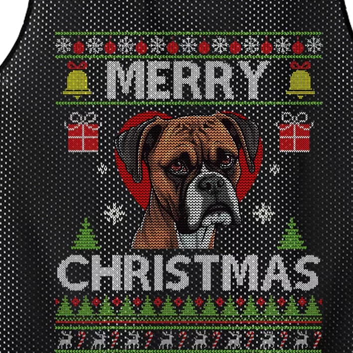 Merry Christmas Boxer Dog Ugly Sweater Funny Mesh Reversible Basketball Jersey Tank