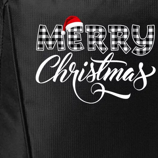 Merry Christmas Buffalo Black And White Plaid City Backpack