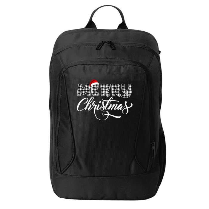 Merry Christmas Buffalo Black And White Plaid City Backpack