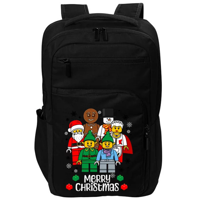 Merry Christmas Building Bricks Santa Elf Snowman Figures Impact Tech Backpack