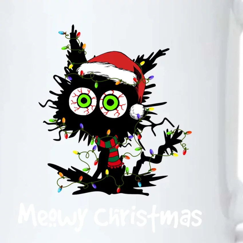 Meowy Christmas Black Cat Light Christmas Pajamas Gift Black Color Changing Mug