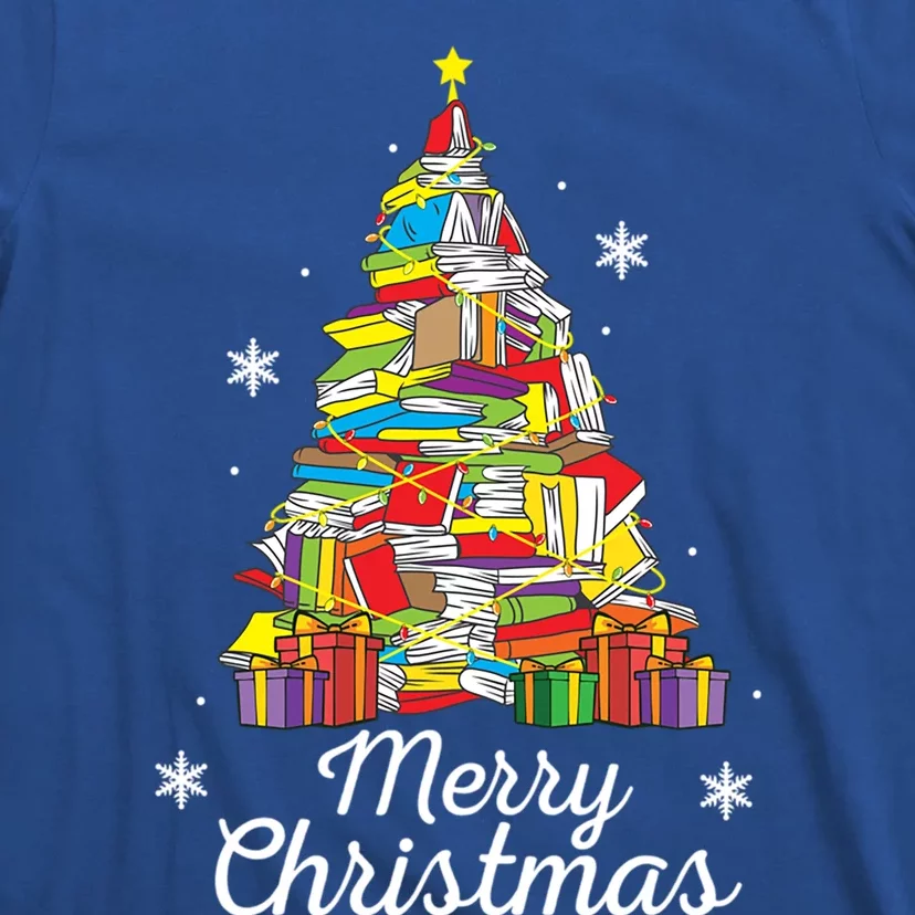 Merry Christmas Books Christmas Tree Reading Librarian Gift T-Shirt