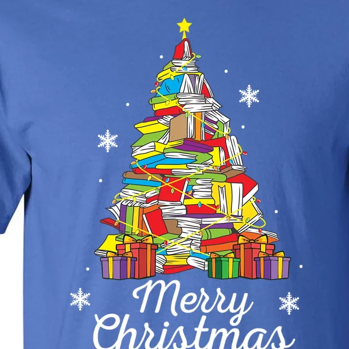 Merry Christmas Books Christmas Tree Reading Librarian Gift Tall T-Shirt