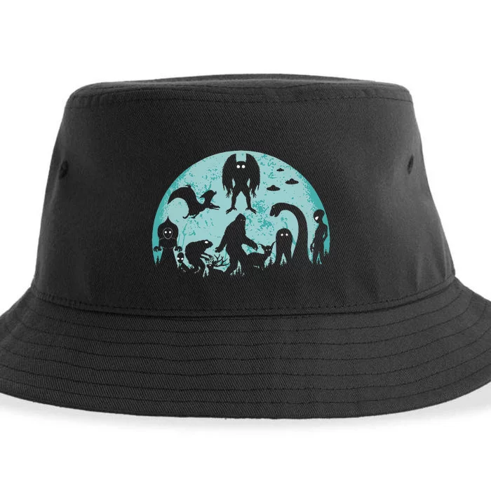 Mythical Creatures Bigfoot Loch Ness Monster Mothman Cryptid Sustainable Bucket Hat