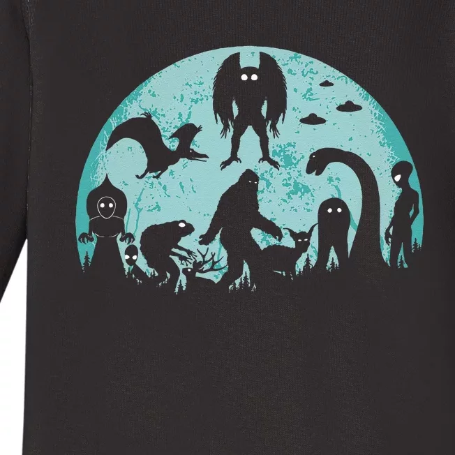 Mythical Creatures Bigfoot Loch Ness Monster Mothman Cryptid Baby Long Sleeve Bodysuit