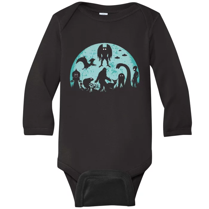 Mythical Creatures Bigfoot Loch Ness Monster Mothman Cryptid Baby Long Sleeve Bodysuit