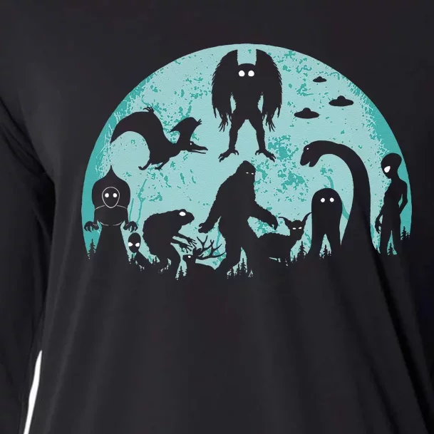 Mythical Creatures Bigfoot Loch Ness Monster Mothman Cryptid Cooling Performance Long Sleeve Crew