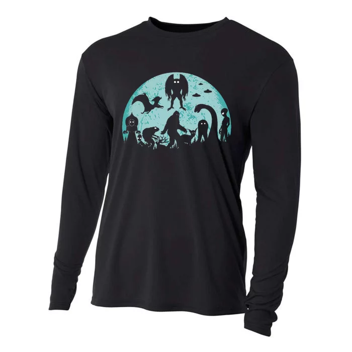 Mythical Creatures Bigfoot Loch Ness Monster Mothman Cryptid Cooling Performance Long Sleeve Crew