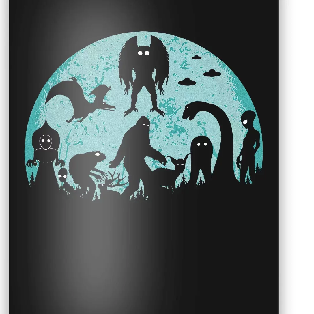 Mythical Creatures Bigfoot Loch Ness Monster Mothman Cryptid Poster