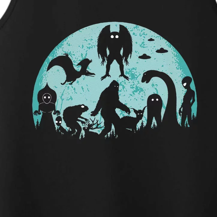 Mythical Creatures Bigfoot Loch Ness Monster Mothman Cryptid Performance Tank