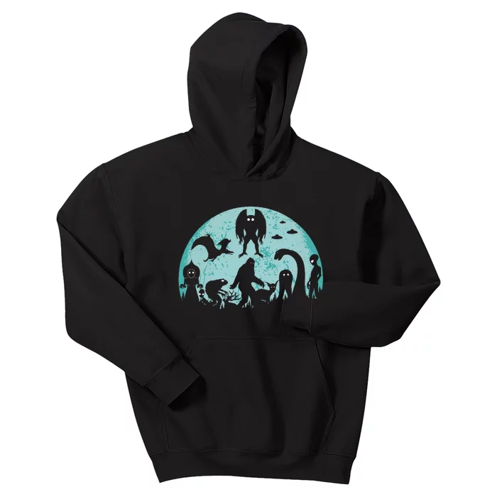 Mythical Creatures Bigfoot Loch Ness Monster Mothman Cryptid Kids Hoodie